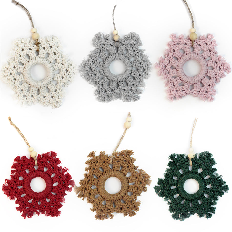 Christmas Snowflake Weaving Kit Macrame Kit | Car/Bag Pendant | Holiday DIY Gift | Beginner-Suitable| Exquisite Snowflake Pattern | Multi-Scene Pendant