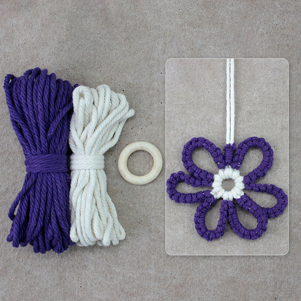 Six-Petal Flower Macrame DIY Kit - Polyester-Cotton Weaving Supplies with English Tutorial | Handmade Craft Set