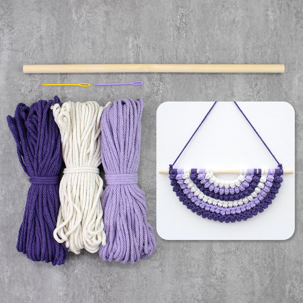 Macrame Kit Semicircle Tapestry Weaving Kit | Design | Gradient/Contrast Option | Bedroom/Living Room Decor | Beginner-Friendly
