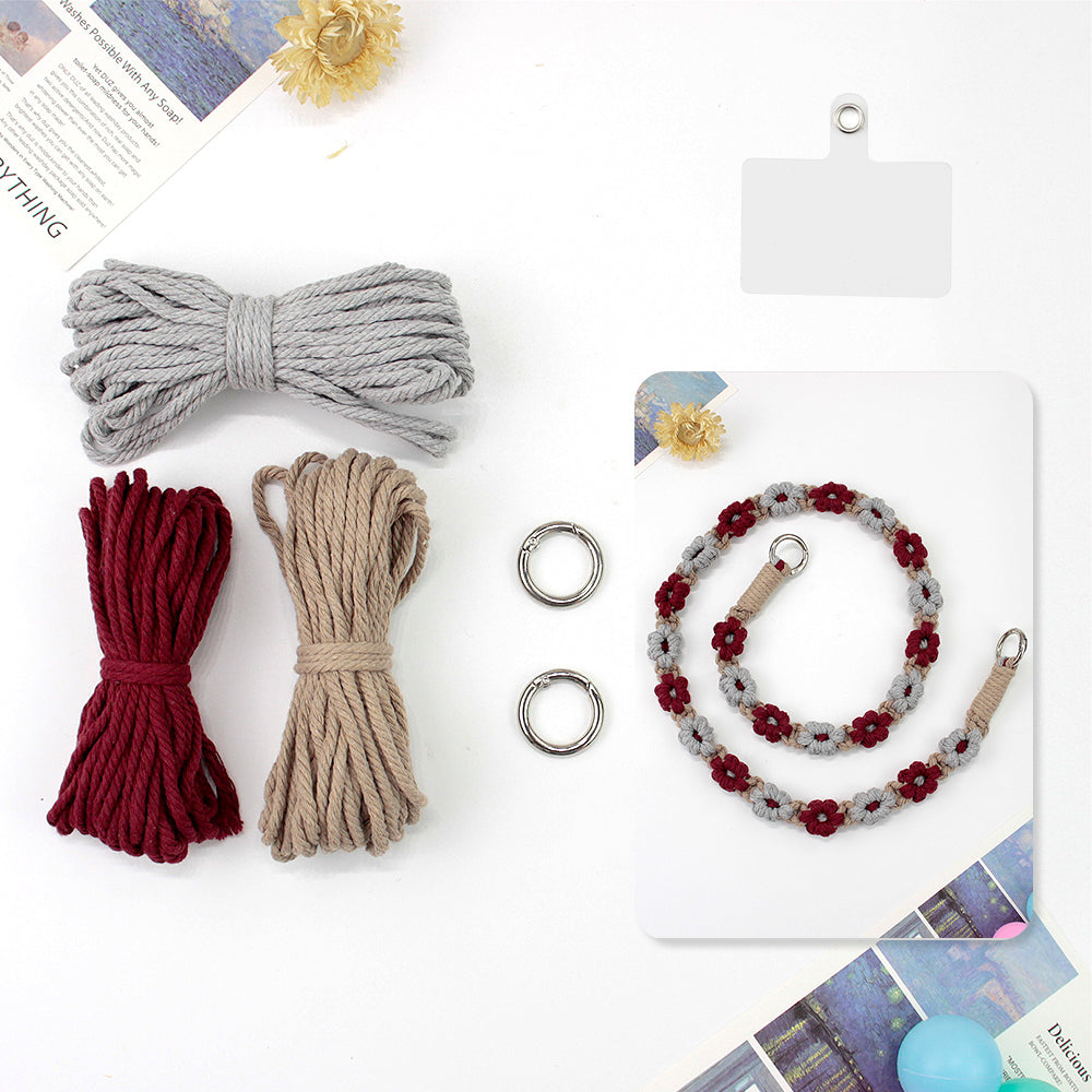 Macrame Kit Daisy Phone Lanyard Weaving Kit | Multi-Colors | Spaced-Color Daisy Pattern | Camera Lanyard/Anti-Lost Strap | Beginner-Friendly