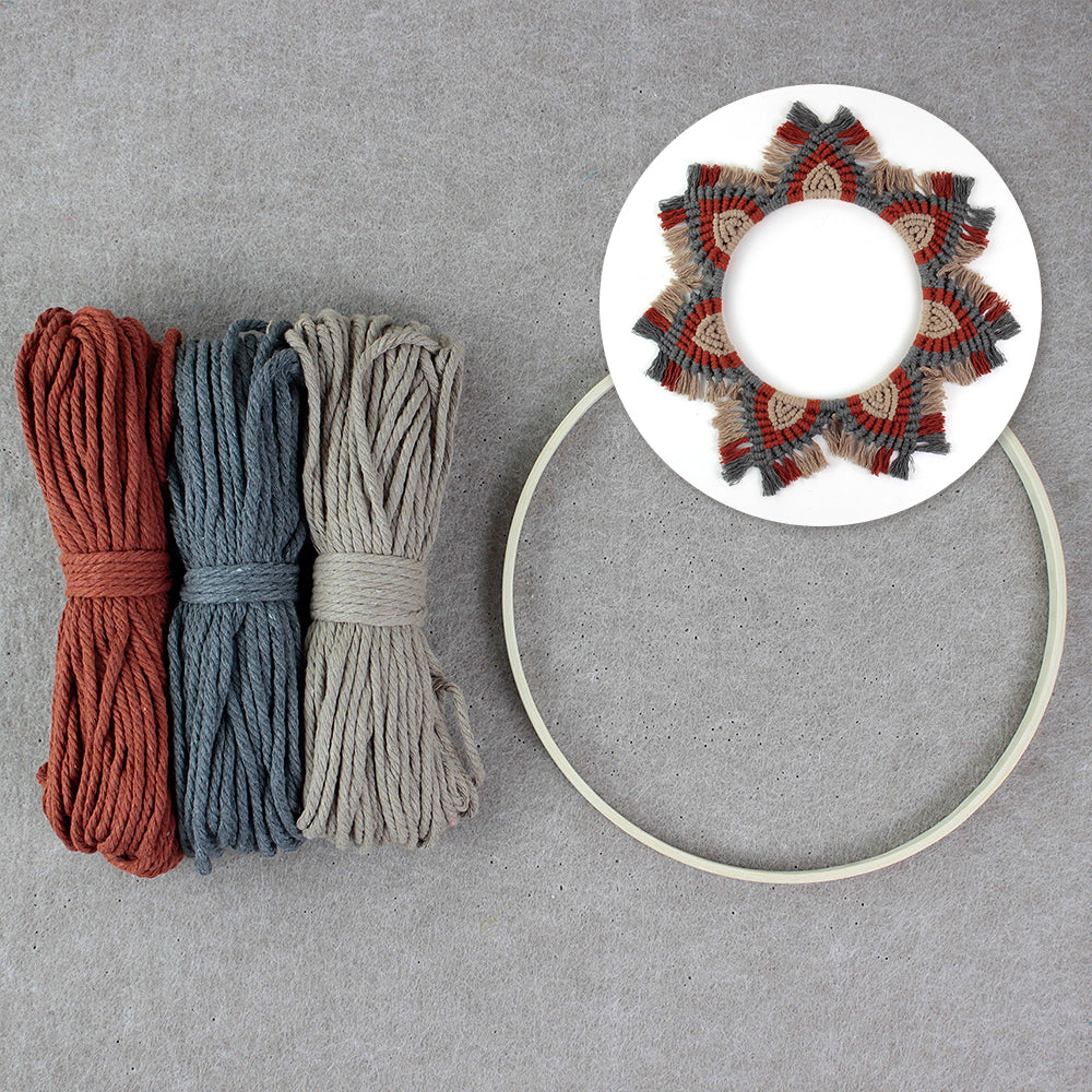 Macrame Kit Mandala Ring Macrame Kit | 3-Color Combination | Bedroom/Living Room Decor | Beginner-Friendly | DIY Gift