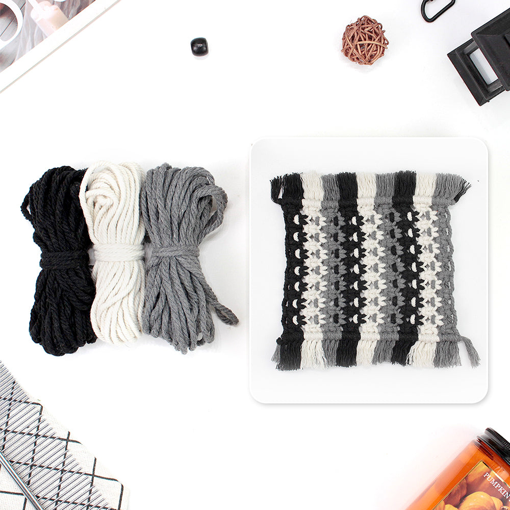 Square Coaster Weaving Kit Macrame Kit | Heat-Resistant Table Protection| Fits Most Cups | Home Style Matching | Beginner-Friendly