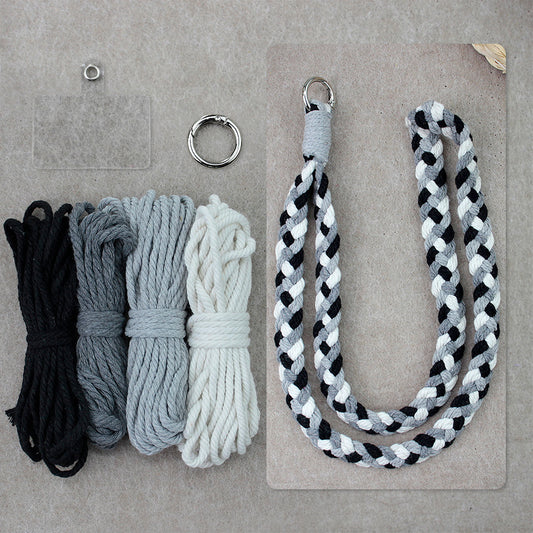 4-Strand Braid Lanyard/Keychain Weaving Kit Macrame Kit | Multi-Colors | Simple Elegant | Anti-Lost Strap/Bag Charm | Beginner DIY Set