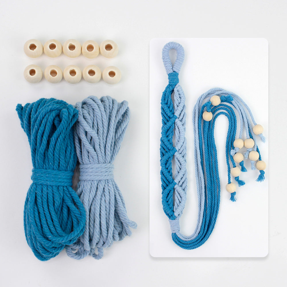 Macrame Kit Beaded Curtain Tieback Weaving Kit | Contrast Color Design | Wooden Bead Curtain Tieback | Curtain Organizer | Beginner Weaving