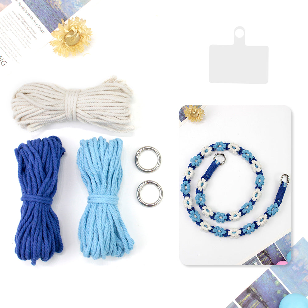 Macrame Kit Daisy Phone Lanyard Weaving Kit | Multi-Colors | Spaced-Color Daisy Pattern | Camera Lanyard/Anti-Lost Strap | Beginner-Friendly