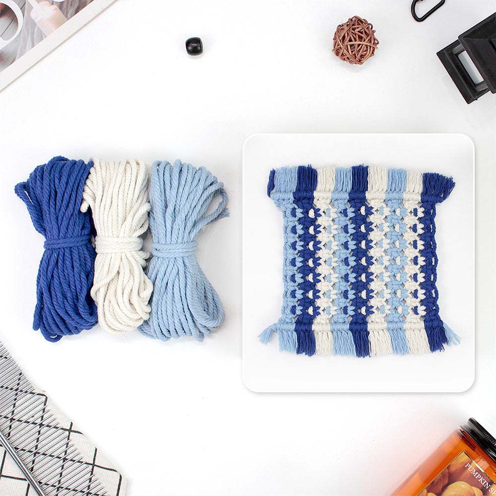 Square Coaster Weaving Kit Macrame Kit | Heat-Resistant Table Protection| Fits Most Cups | Home Style Matching | Beginner-Friendly