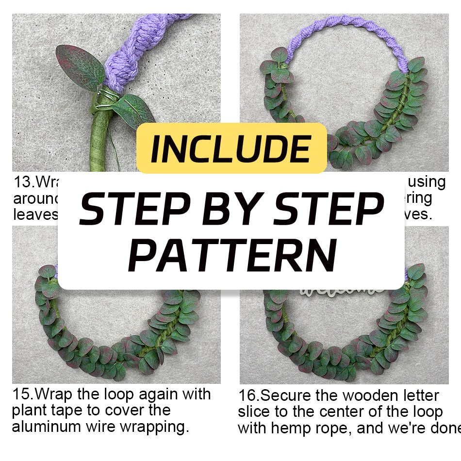 Macrame Kit Leaf Wreath Weaving Kit | 4-Color Option | Natural Wreath | Wall Decor | Beginner Weaving | Handmade Gift