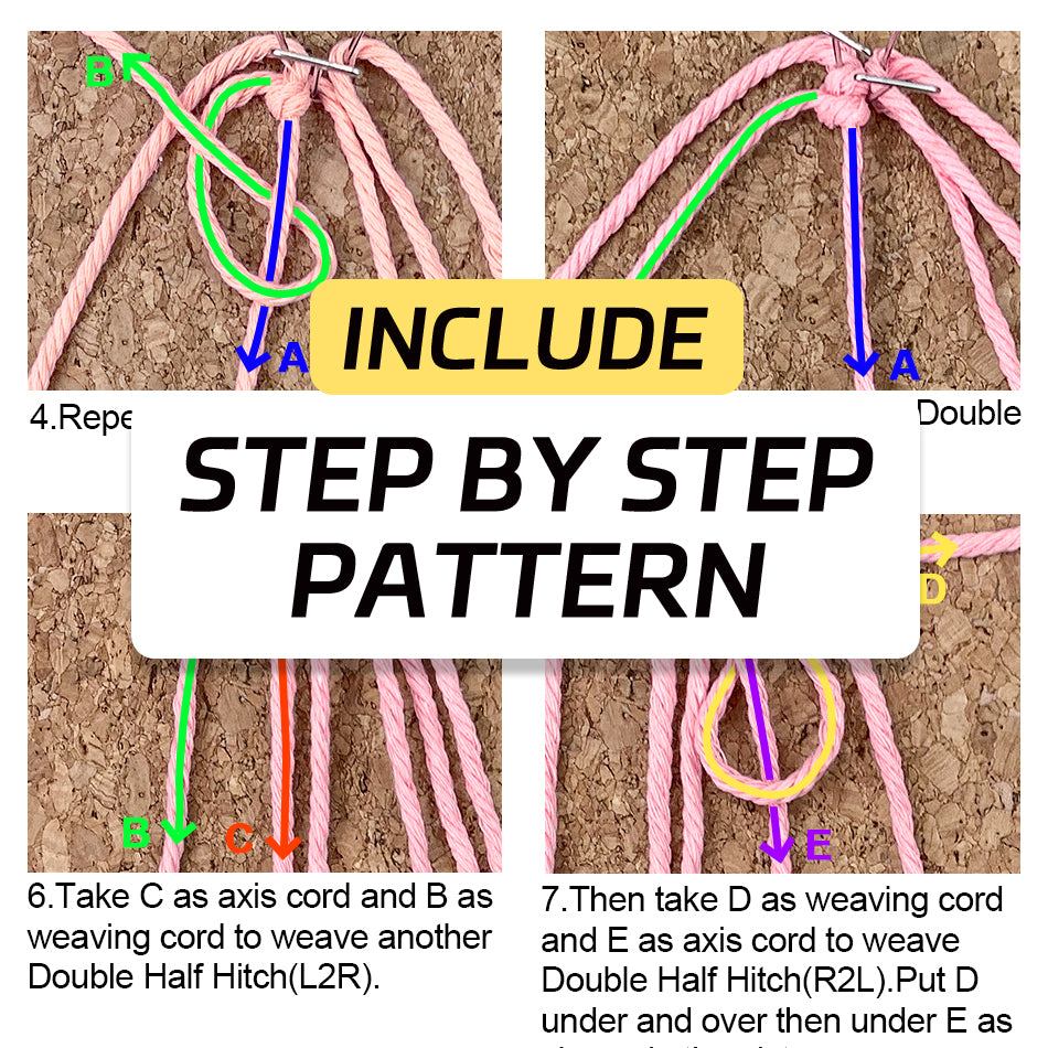 Four-Leaf Clover Macrame DIY Kit - Handmade Weaving Supplies with English Tutorial | Lucky Craft Set