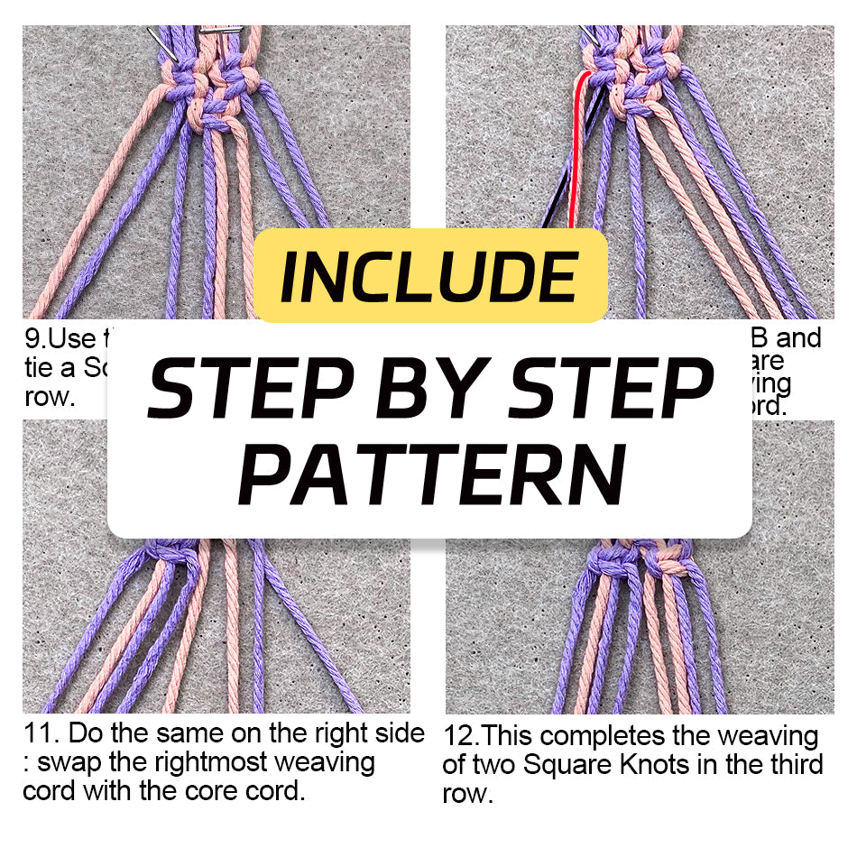 Macrame Kit Mini Tote Weaving Kit | Contrast/Gradient/Adjacent Colors | Hangable on Big Bags | Beginner-Friendly | DIY Gift