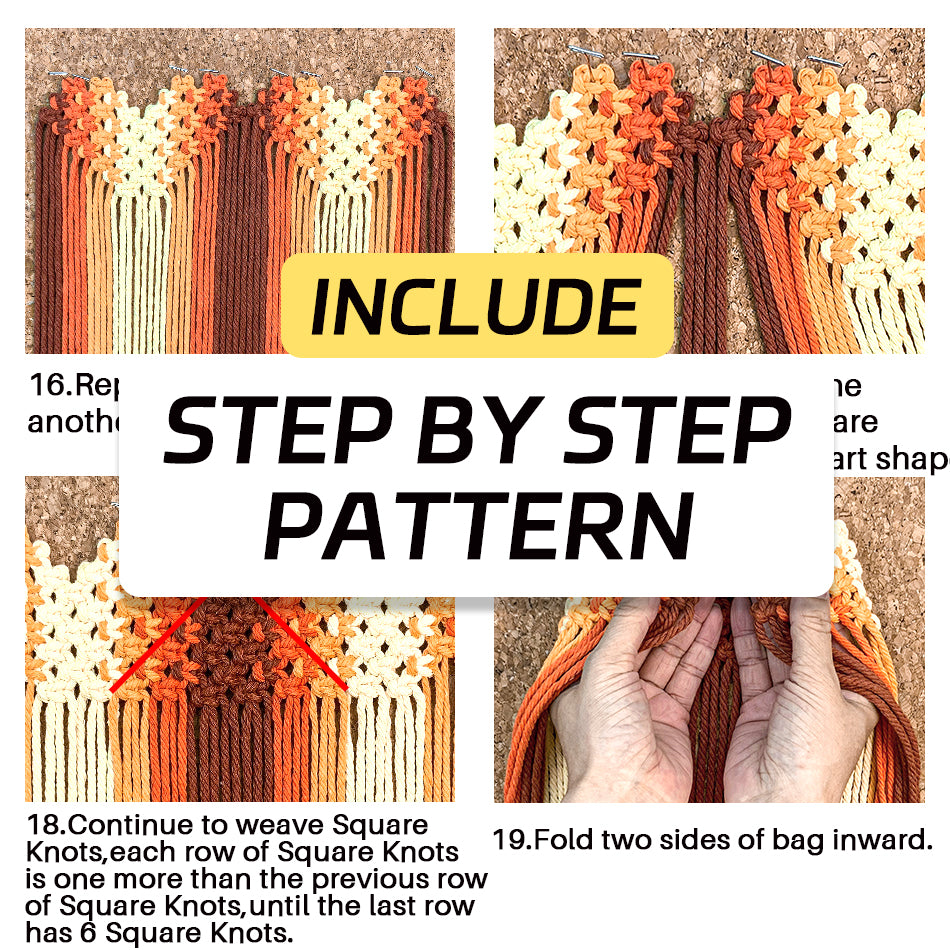 Macrame Kit Heart-Shaped Beaded Tote Weaving Kit | Dopamine Colors | Commute/Outing Use | Beginner-Friendly | DIY Gift