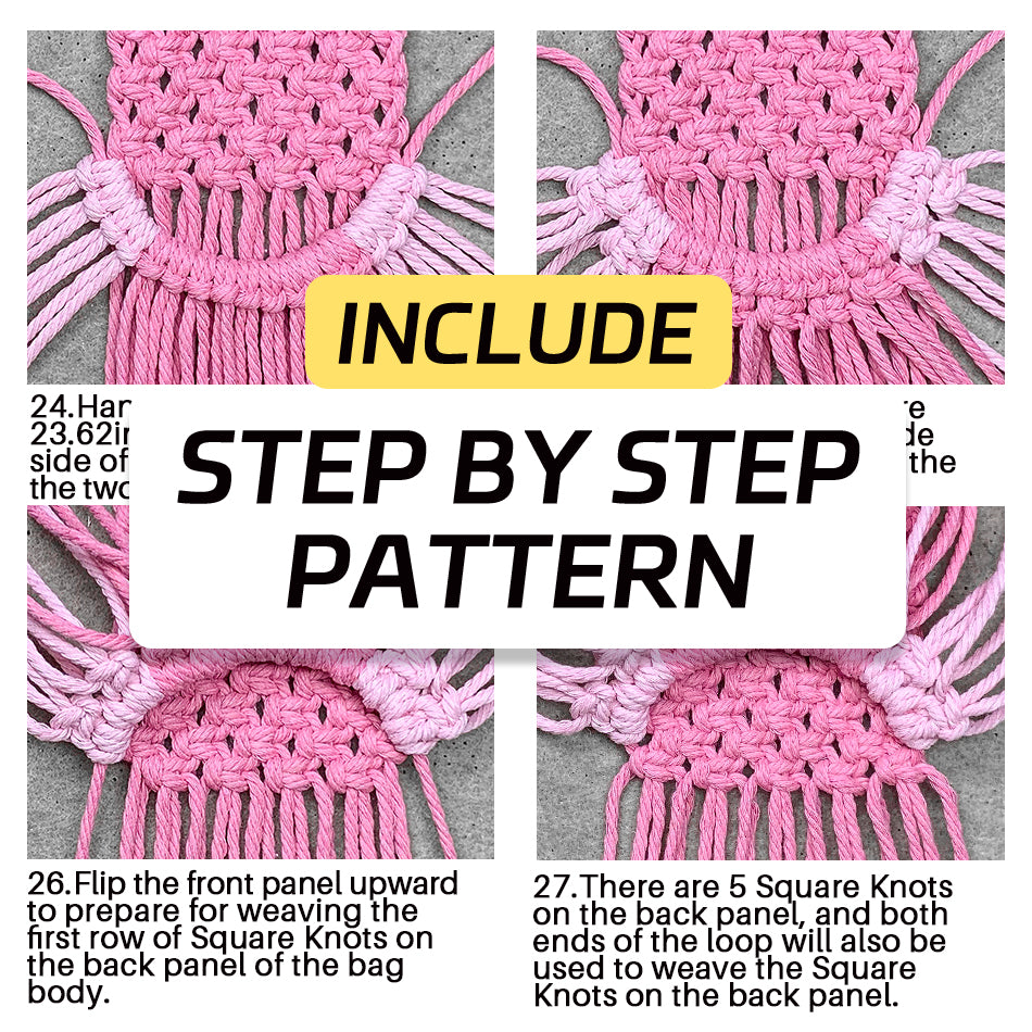 Square Earphone Bag Weaving Kit Macrame Kit | Bead Buckle Anti-Drop | Multi-Storage Use | DIY Gift | Beginner-Friendly