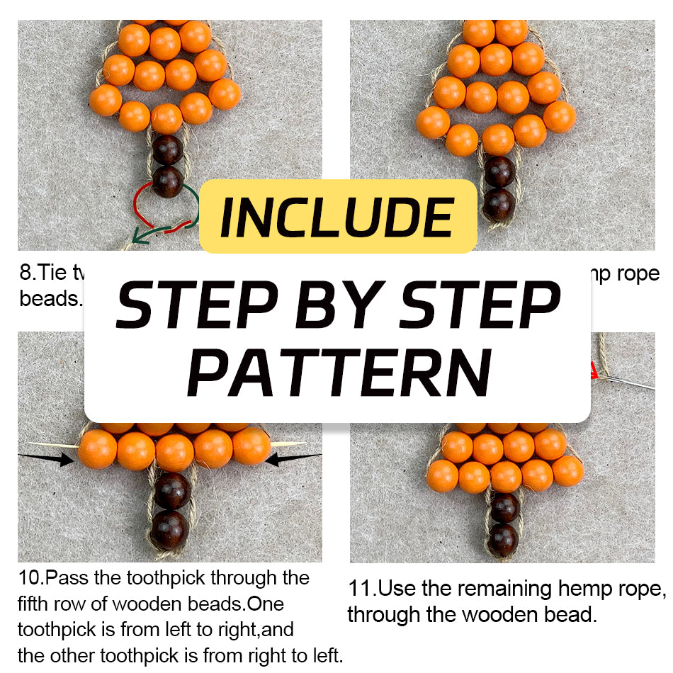 Christmas Wooden Bead Tree Weaving Kit Macrame Kit | Car/Home Use | 2-Color Beads (Exquisite Shape) | Holiday DIY Gift | Beginner-Suitable
