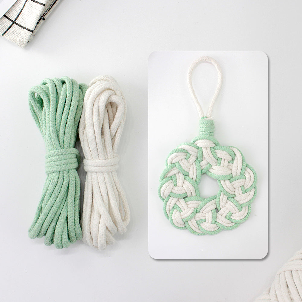 Macrame Kit Round Lace Coaster Weaving Kit | Light Color Elegance | Color Edging | Heat Pad | Beginner Weaving | Fits Most Cups