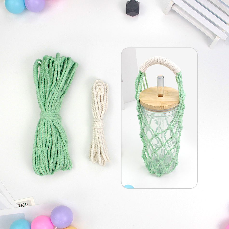 Hollow Cup Sleeve Weaving Kit Macrame Kit | 2-Color Weaving | Multi-Cup Fit | Anti-Chafing | DIY Gift| Beginner-Friendly