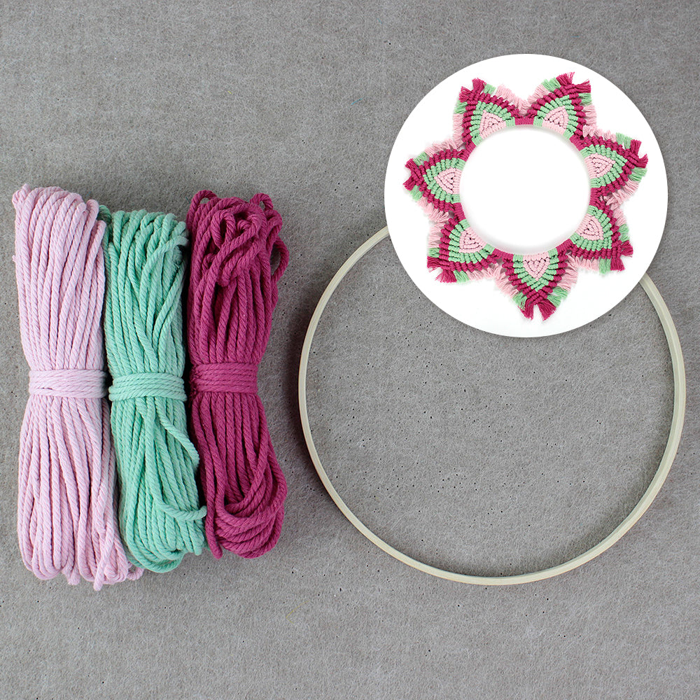 Macrame Kit Mandala Ring Macrame Kit | 3-Color Combination | Bedroom/Living Room Decor | Beginner-Friendly | DIY Gift