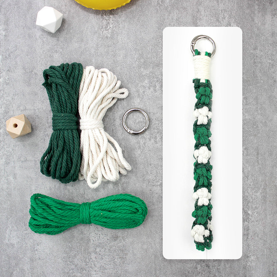 Macrame Kit Cute Cat Paw Wristband Keychain Weaving Kit | Multi-Colors | 2-Tone Pattern | Anti-Lost Strap/Bag Charm | Beginner-Friendly