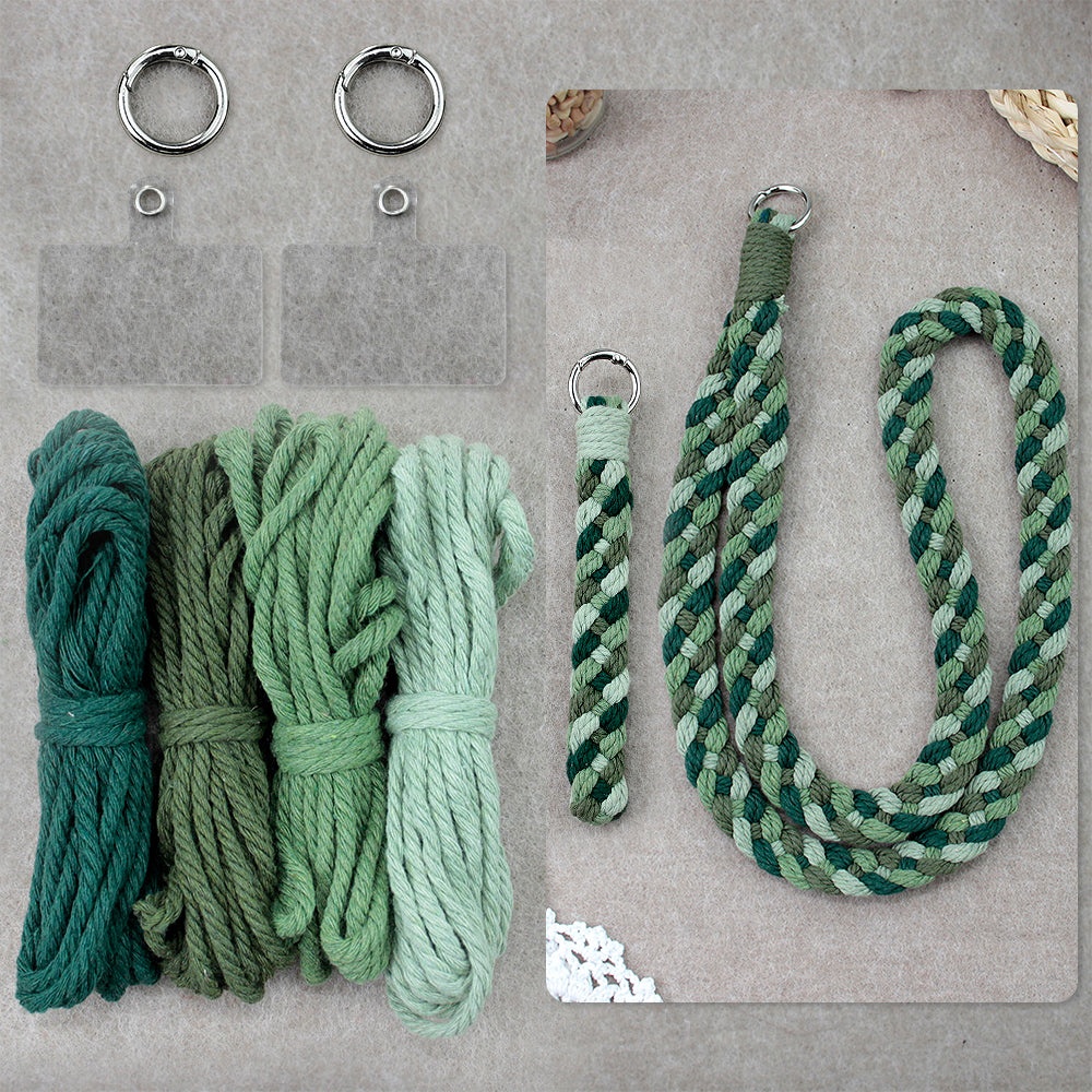 Macrame Kit 4-Strand Braid Keychain Combo Kit | Anti-Lost String/Bag Strap | English Tutorial | Beginner-Friendly | Handmade Gift