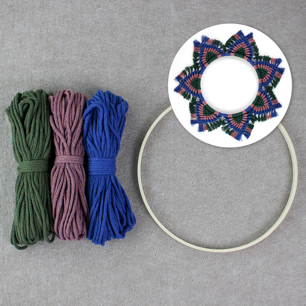 Macrame Kit Mandala Ring Macrame Kit | 3-Color Combination | Bedroom/Living Room Decor | Beginner-Friendly | DIY Gift