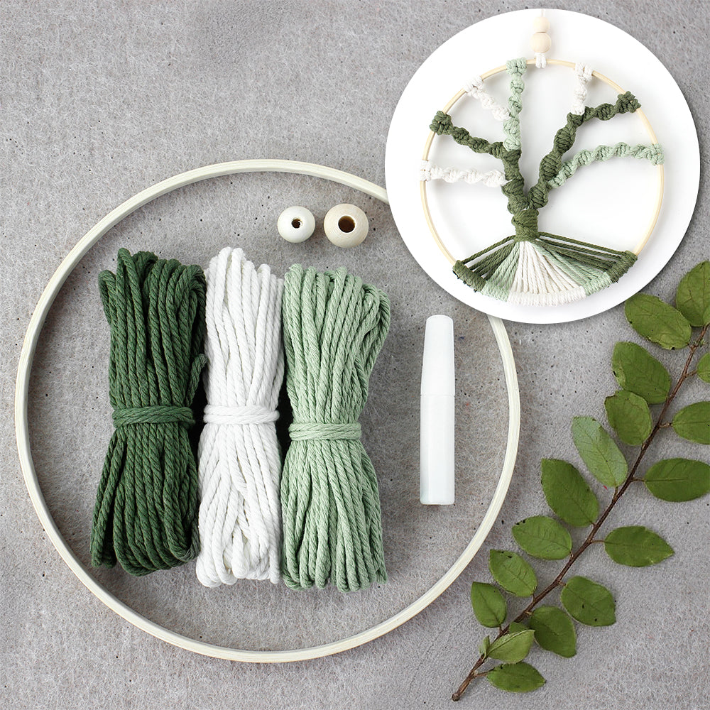 Macrame Kit Tree of Life Ring Weaving Kit | Bohemian Hanging Ring | Solid/Multi-Color | Wall Decor | Beginner Weaving | Handmade Gift
