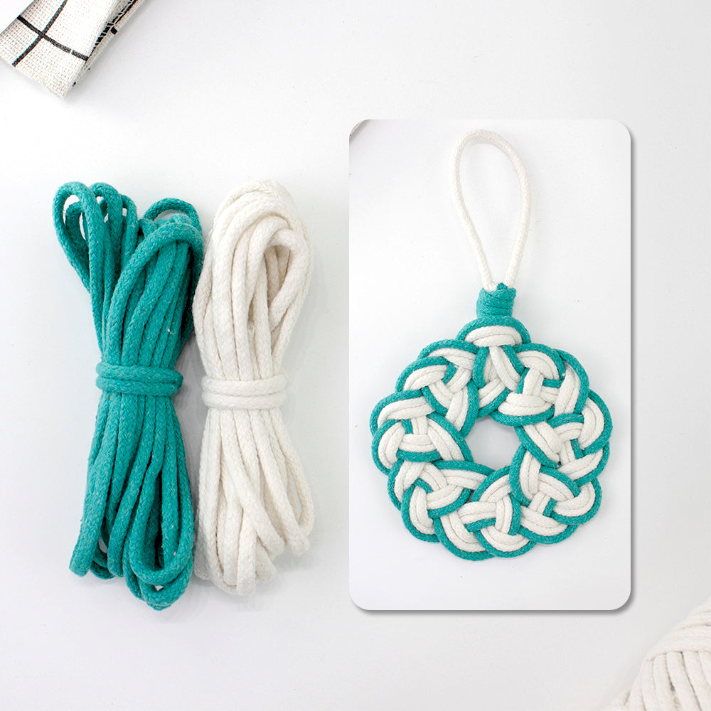 Macrame Kit Round Lace Coaster Weaving Kit | Light Color Elegance | Color Edging | Heat Pad | Beginner Weaving | Fits Most Cups