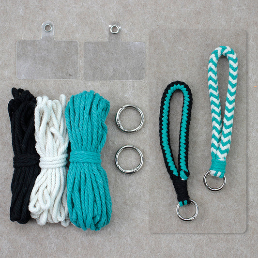 8-Strand Bracelet/Keychain Weaving Kit Macrame Kit | Multi-Contrast Colors | Phone Pendant/Bracelet | Beginner DIY Set