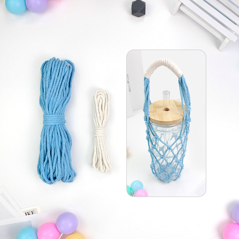 Hollow Cup Sleeve Weaving Kit Macrame Kit | 2-Color Weaving | Multi-Cup Fit | Anti-Chafing | DIY Gift| Beginner-Friendly