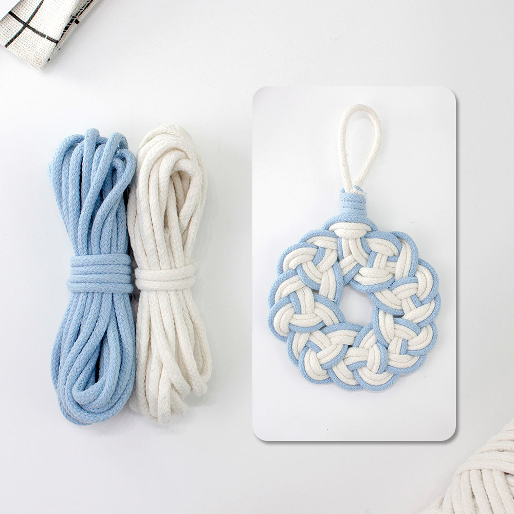 Macrame Kit Round Lace Coaster Weaving Kit | Light Color Elegance | Color Edging | Heat Pad | Beginner Weaving | Fits Most Cups