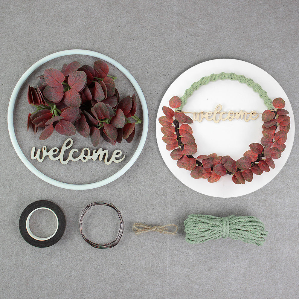 Macrame Kit Leaf Wreath Weaving Kit | 4-Color Option | Natural Wreath | Wall Decor | Beginner Weaving | Handmade Gift