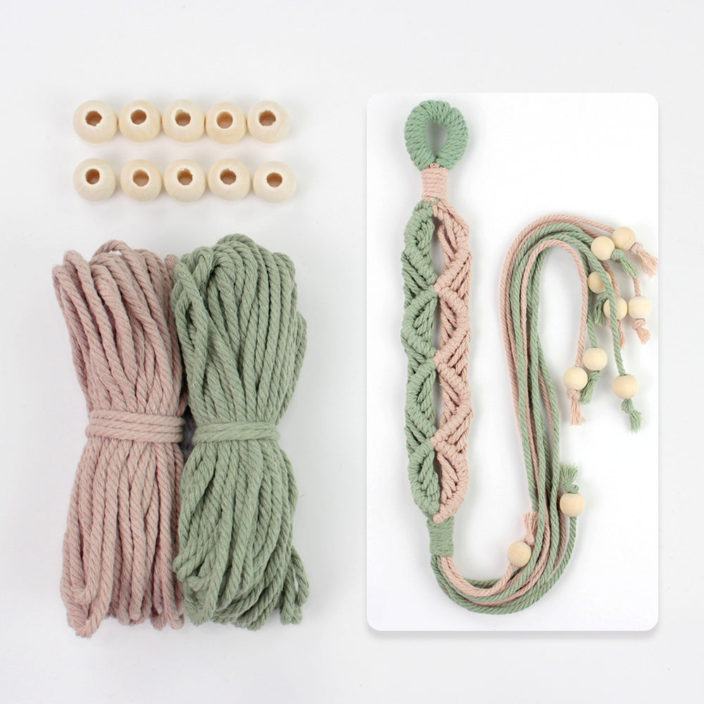 Macrame Kit Beaded Curtain Tieback Weaving Kit | Contrast Color Design | Wooden Bead Curtain Tieback | Curtain Organizer | Beginner Weaving