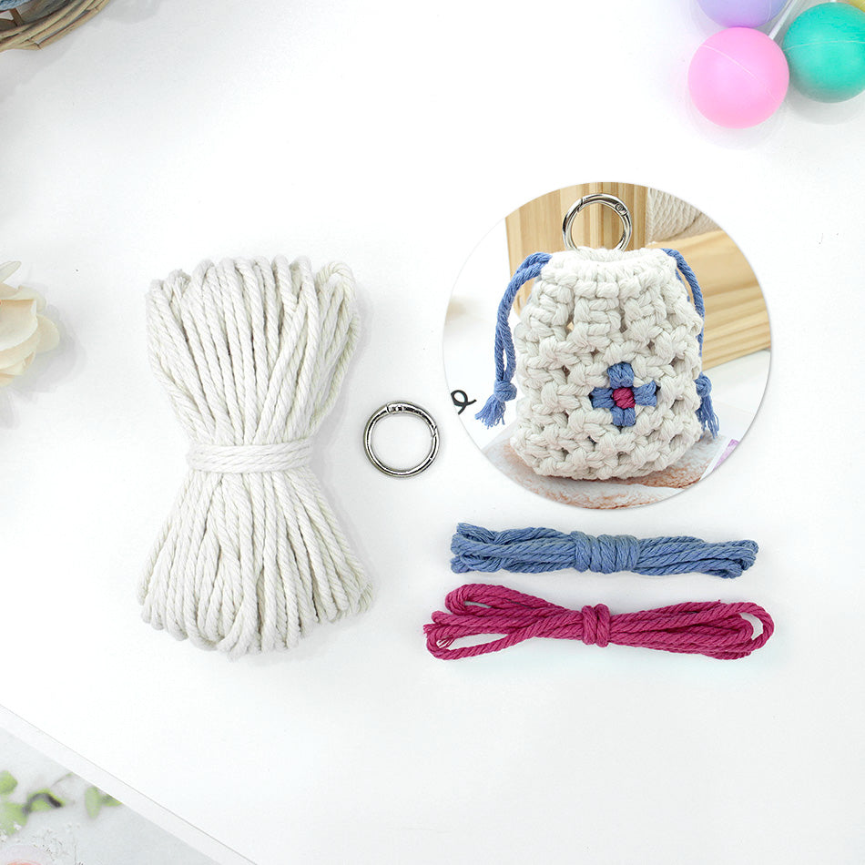 Daisy Earphone Bag Weaving Kit Macrame Kit | Drawstring Design | Adjustable Size | DIY Gift
