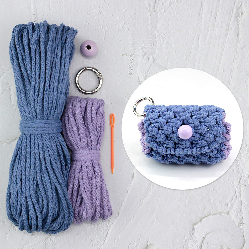 Square Earphone Bag Weaving Kit Macrame Kit | Bead Buckle Anti-Drop | Multi-Storage Use | DIY Gift | Beginner-Friendly