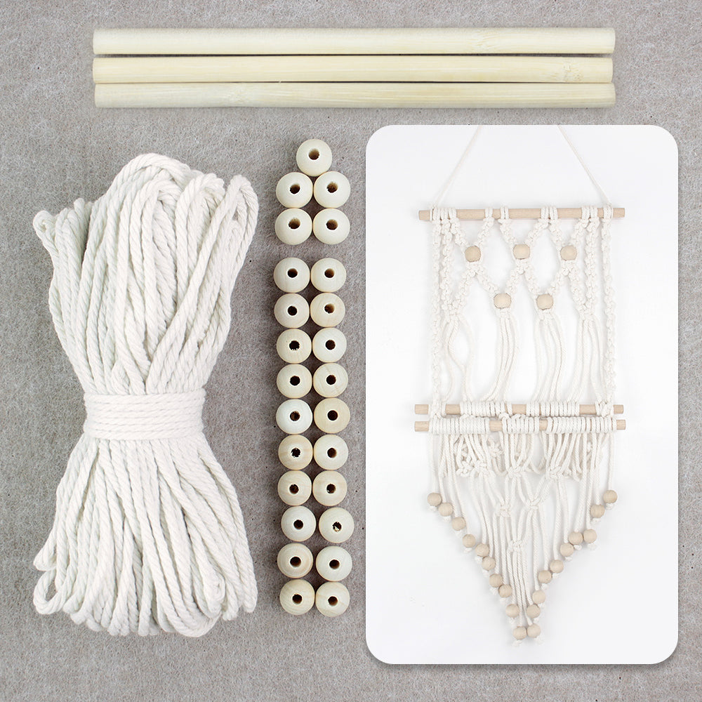 Wooden Bead Wall-Mounted Bookshelf Weaving Kit Macrame Kit | Wall Decor | Home Decor | Wall Bookshelf | Beginner-Friendly| Bohemian Style