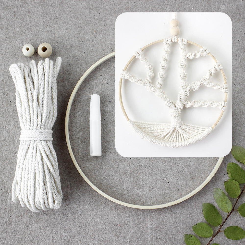 Macrame Kit Tree of Life Ring Weaving Kit | Bohemian Hanging Ring | Solid/Multi-Color | Wall Decor | Beginner Weaving | Handmade Gift