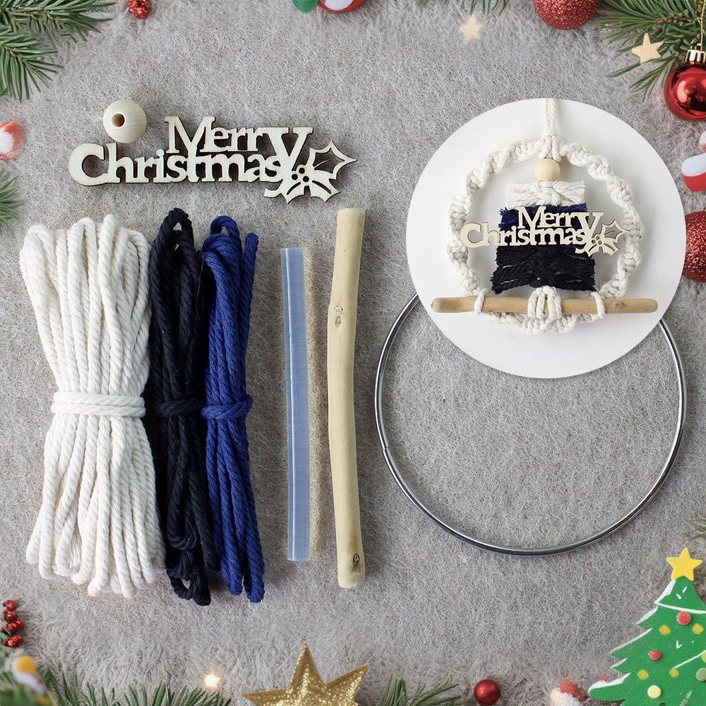 Gradient Christmas tree wreath weaving pendant material kit, macrame kit, Christmas decoration for cars, DIY accessories for bags, home holiday decorations for beginners