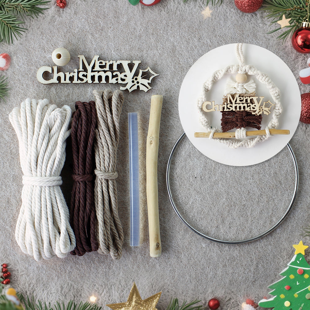 Gradient Christmas tree wreath weaving pendant material kit, macrame kit, Christmas decoration for cars, DIY accessories for bags, home holiday decorations for beginners