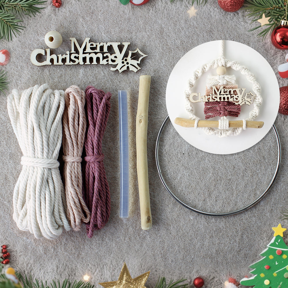 Gradient Christmas tree wreath weaving pendant material kit, macrame kit, Christmas decoration for cars, DIY accessories for bags, home holiday decorations for beginners