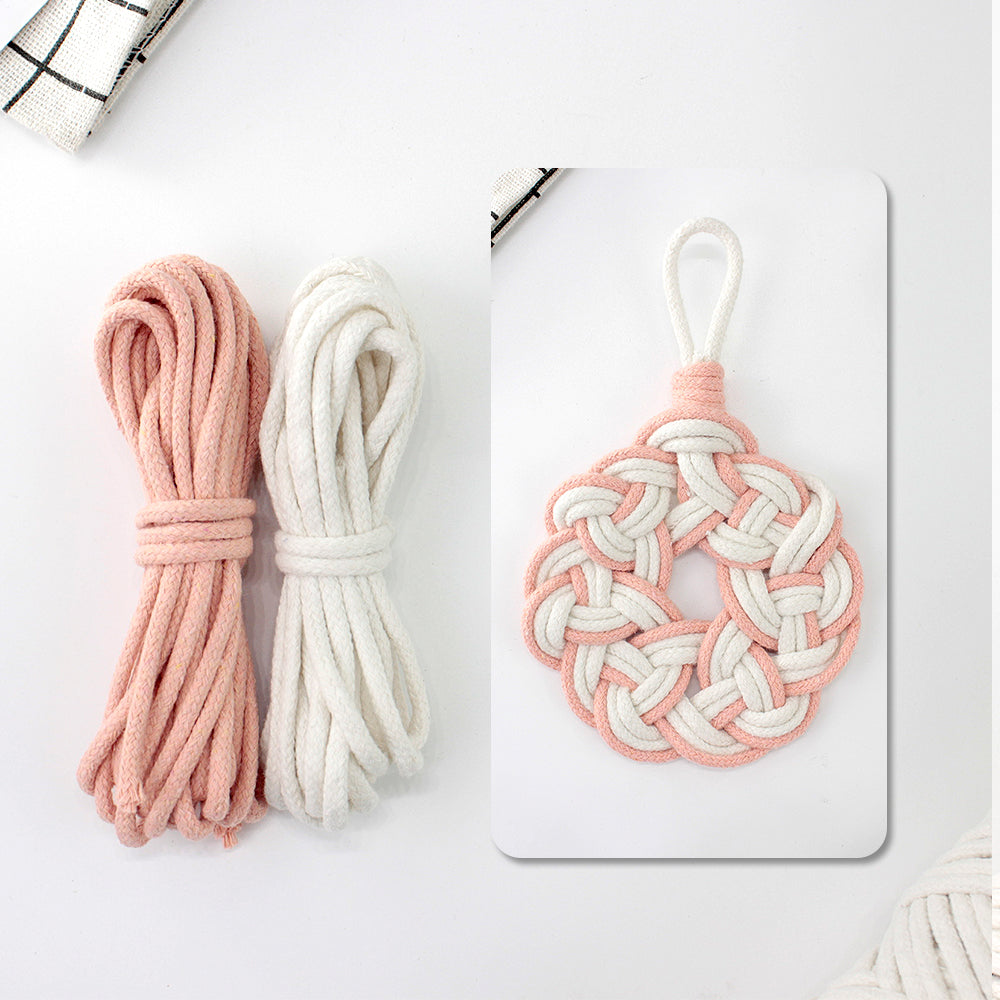 Macrame Kit Round Lace Coaster Weaving Kit | Light Color Elegance | Color Edging | Heat Pad | Beginner Weaving | Fits Most Cups