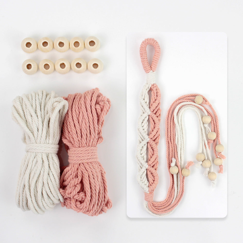 Macrame Kit Beaded Curtain Tieback Weaving Kit | Contrast Color Design | Wooden Bead Curtain Tieback | Curtain Organizer | Beginner Weaving