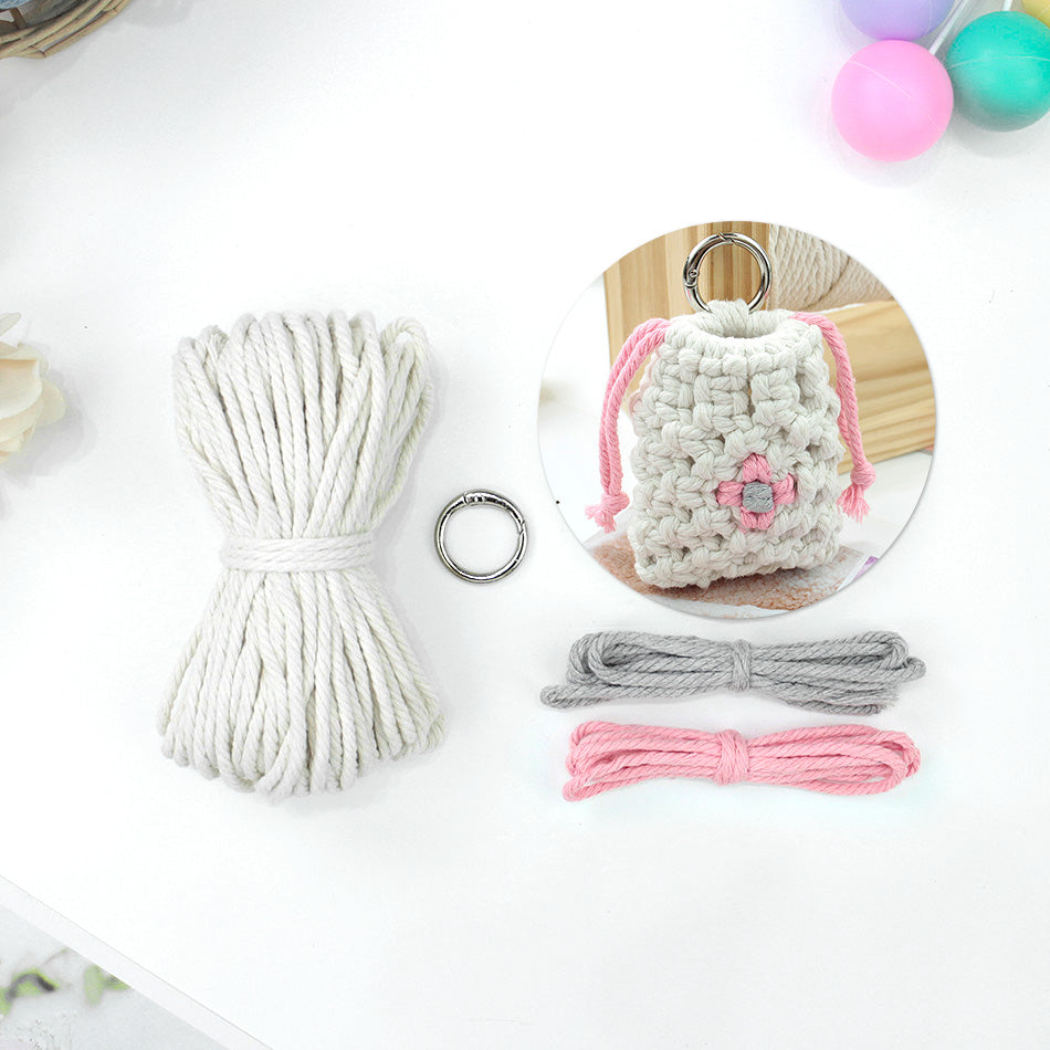 Daisy Earphone Bag Weaving Kit Macrame Kit | Drawstring Design | Adjustable Size | DIY Gift