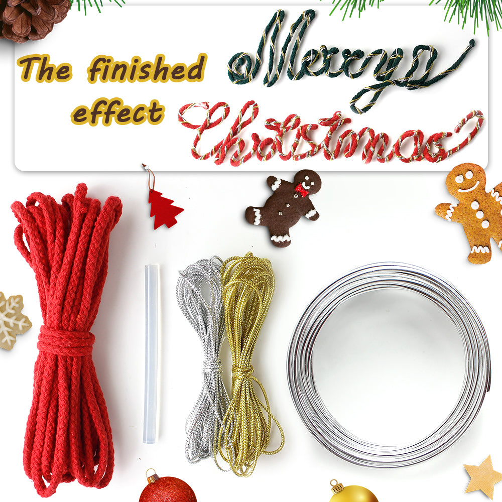 Wire "Christmas" Word Weaving Kit Macrame Kit | Gold/Silver Wire Accent | Holiday DIY Gift | Home Decor | Beginner-Friendly