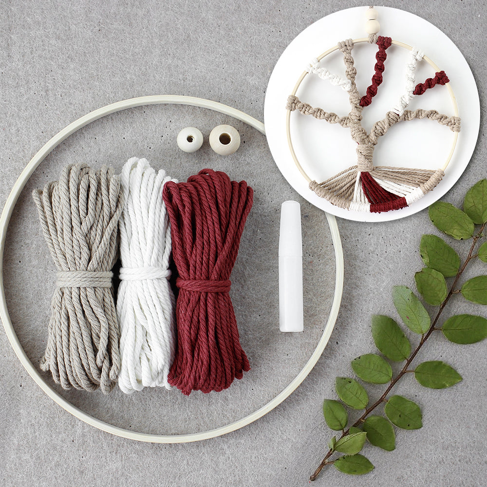 Macrame Kit Tree of Life Ring Weaving Kit | Bohemian Hanging Ring | Solid/Multi-Color | Wall Decor | Beginner Weaving | Handmade Gift