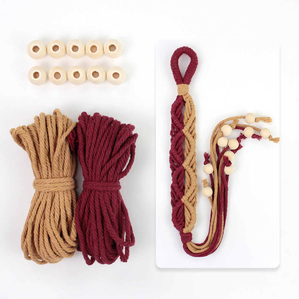 Macrame Kit Beaded Curtain Tieback Weaving Kit | Contrast Color Design | Wooden Bead Curtain Tieback | Curtain Organizer | Beginner Weaving