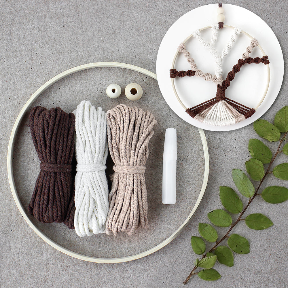 Macrame Kit Tree of Life Ring Weaving Kit | Bohemian Hanging Ring | Solid/Multi-Color | Wall Decor | Beginner Weaving | Handmade Gift