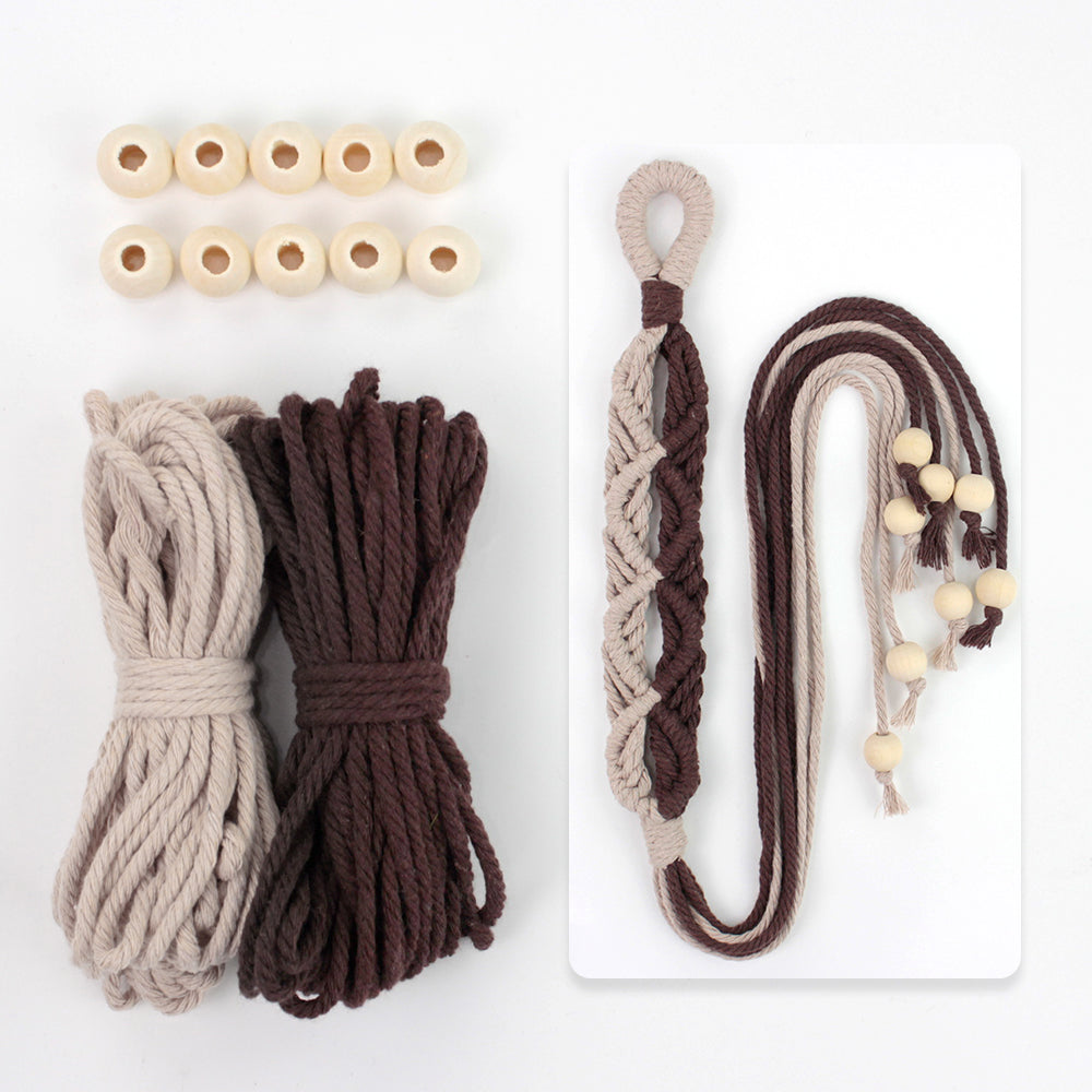 Macrame Kit Beaded Curtain Tieback Weaving Kit | Contrast Color Design | Wooden Bead Curtain Tieback | Curtain Organizer | Beginner Weaving