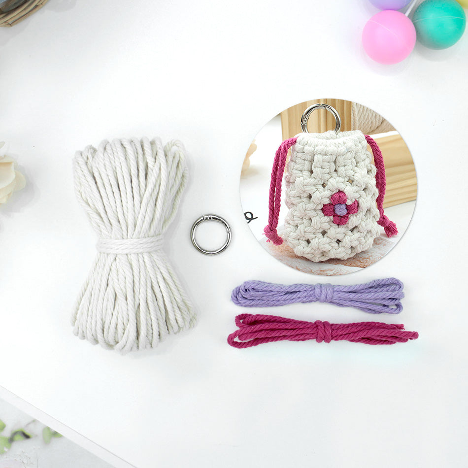 Daisy Earphone Bag Weaving Kit Macrame Kit | Drawstring Design | Adjustable Size | DIY Gift