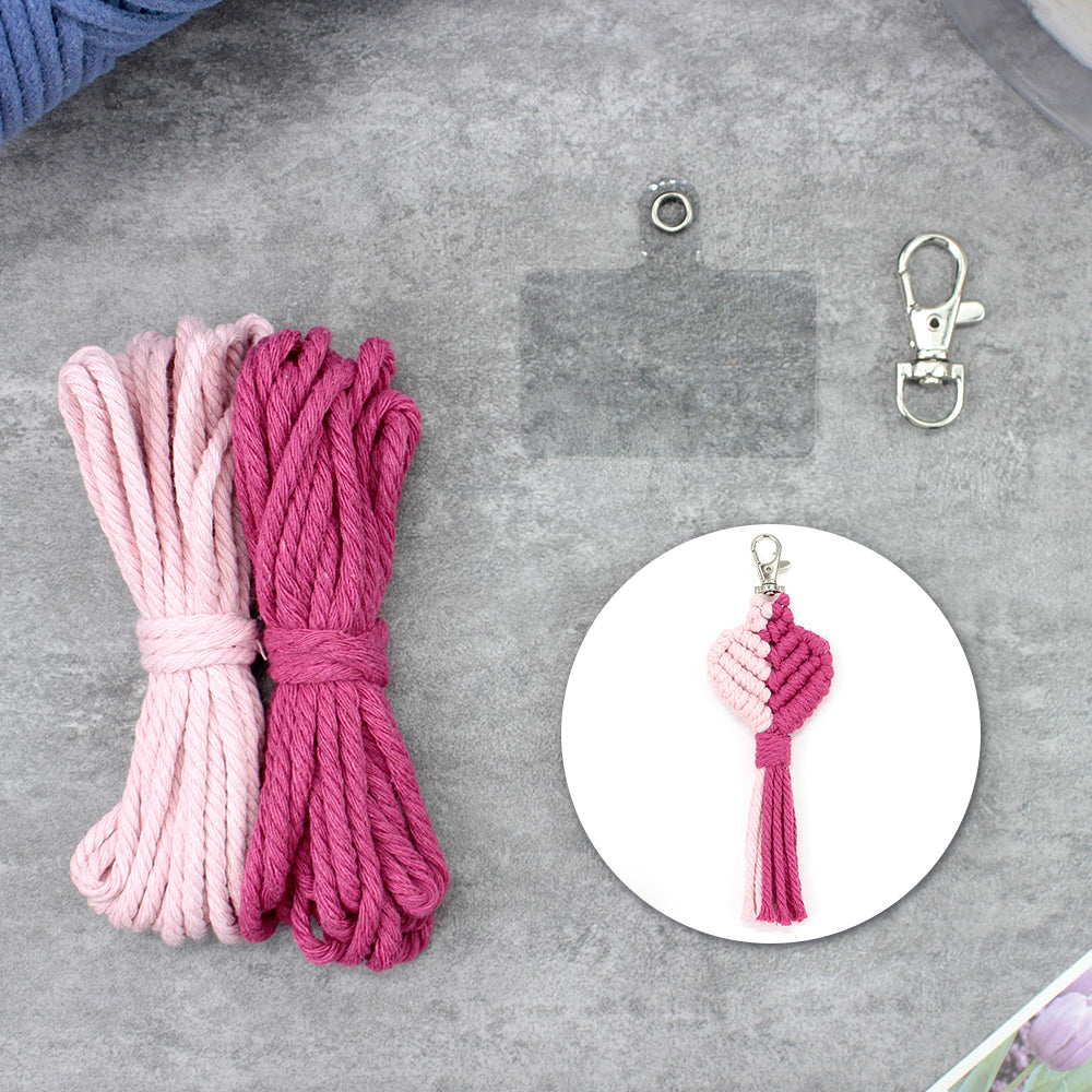 Macrame Keychain DIY Kit - Heart-Shaped Handmade Weaving Supplies with English Tutorial | Craft Set