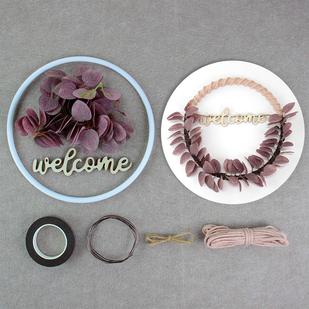 Macrame Kit Leaf Wreath Weaving Kit | 4-Color Option | Natural Wreath | Wall Decor | Beginner Weaving | Handmade Gift