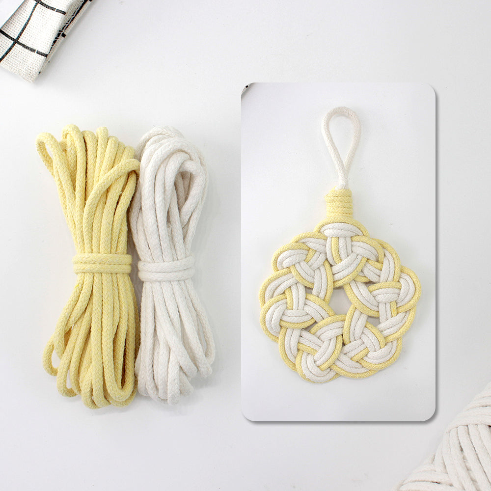 Macrame Kit Round Lace Coaster Weaving Kit | Light Color Elegance | Color Edging | Heat Pad | Beginner Weaving | Fits Most Cups