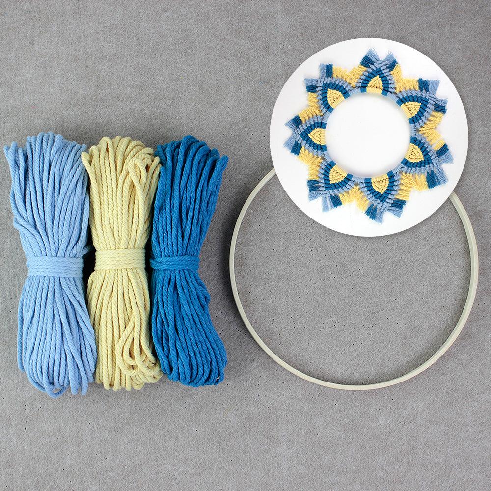 Macrame Kit Mandala Ring Macrame Kit | 3-Color Combination | Bedroom/Living Room Decor | Beginner-Friendly | DIY Gift