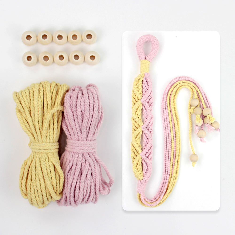 Macrame Kit Beaded Curtain Tieback Weaving Kit | Contrast Color Design | Wooden Bead Curtain Tieback | Curtain Organizer | Beginner Weaving